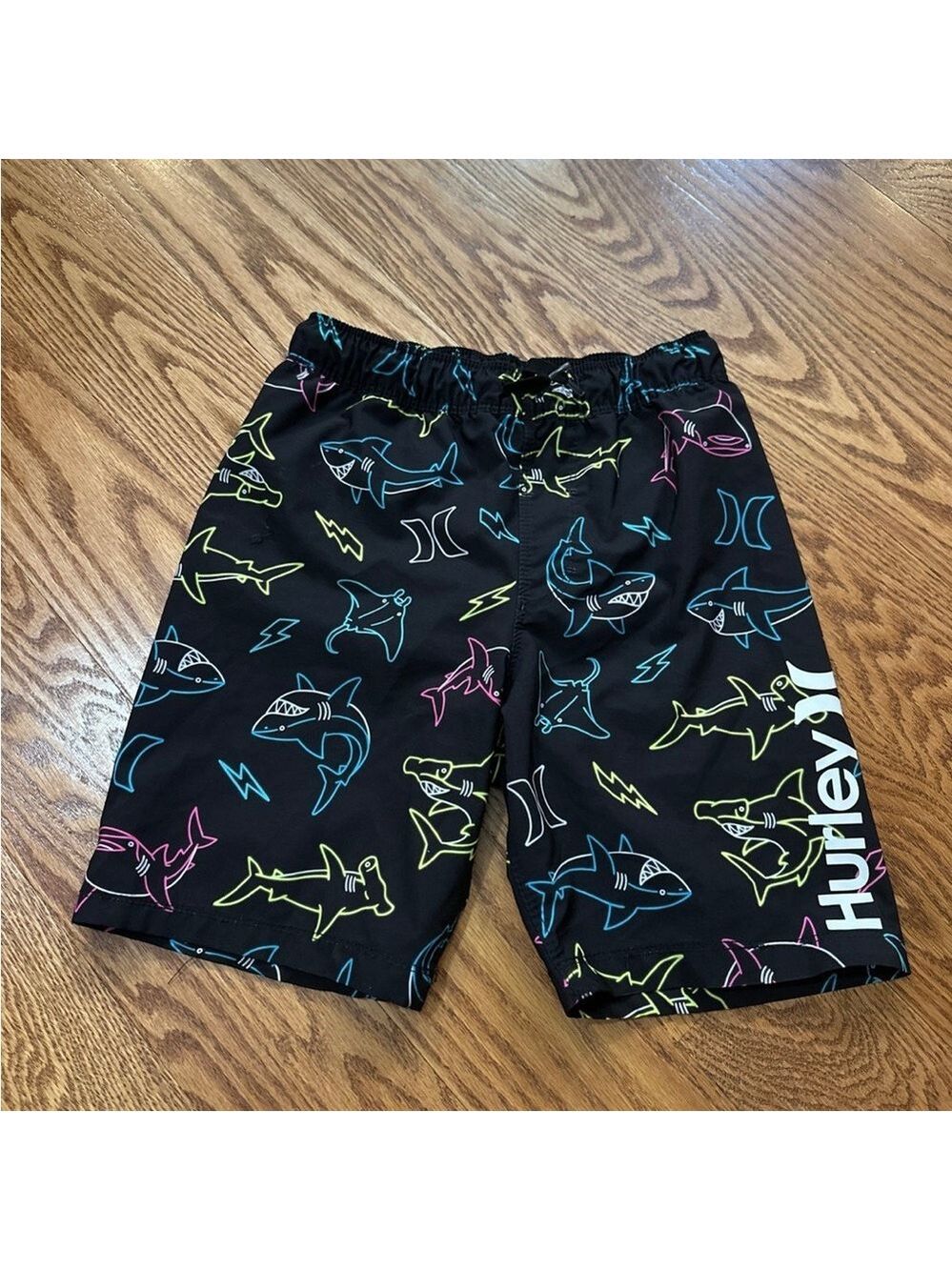 Hurley Swim Trunks Boys 7/8 Neon Sharks